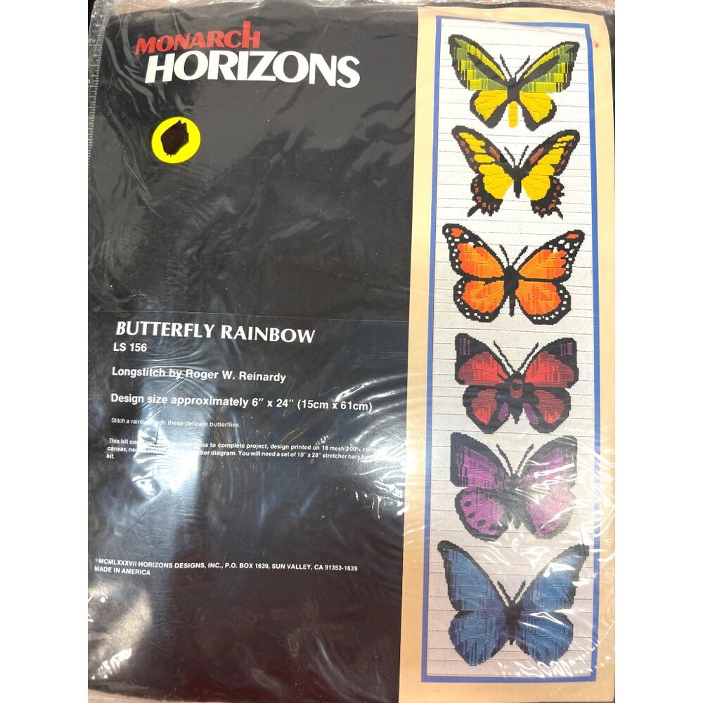 RARE Monarch Horizons Butterfly Rainbow Needlepoint Kit